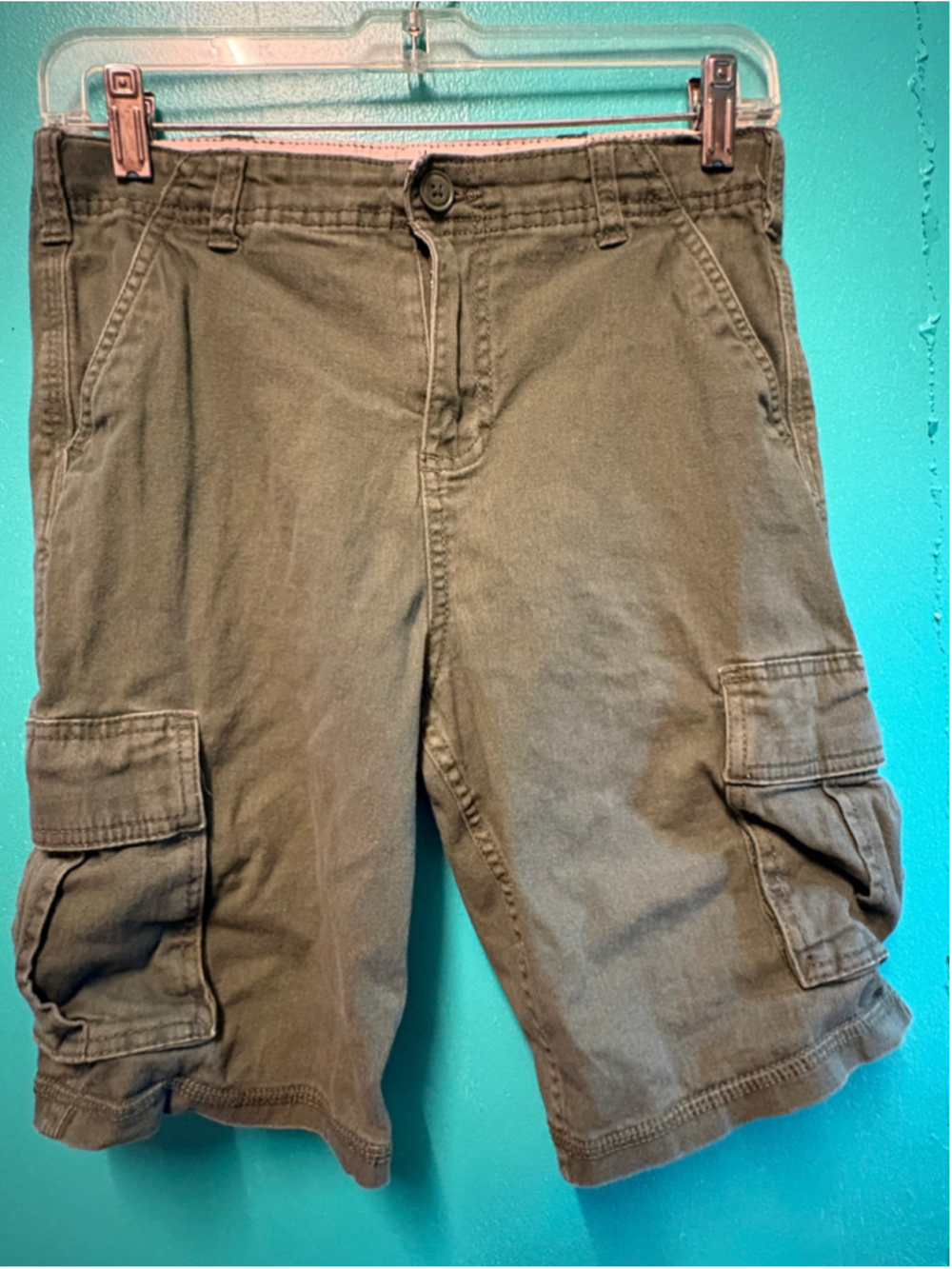 Boys Wonder Nation Cargo Shorts Size 14 Olive Green